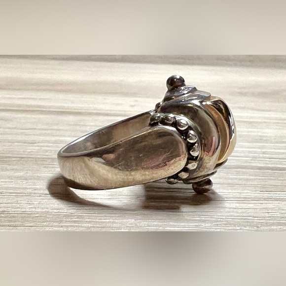 Vintage Designer ESPO Sterling Silver & 14K Yellow Gold Ring, Size 6, 8.1g - Picture 5 of 10